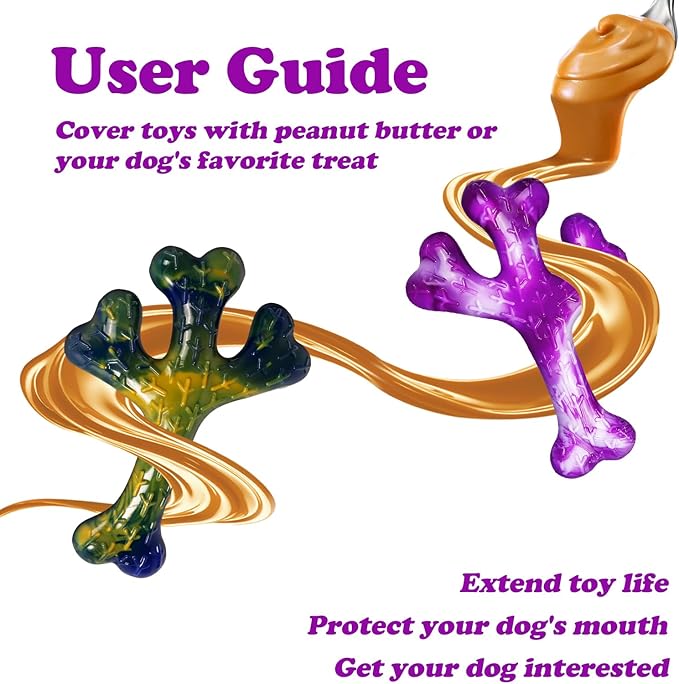 Dog Toys for Aggressive Chewers, 2 Pack Tough Dogs Chew Toys Aggressive Chewers Beef Bacon Flavor, Indestructible Dog Toy for Aggressive Chewers Gift