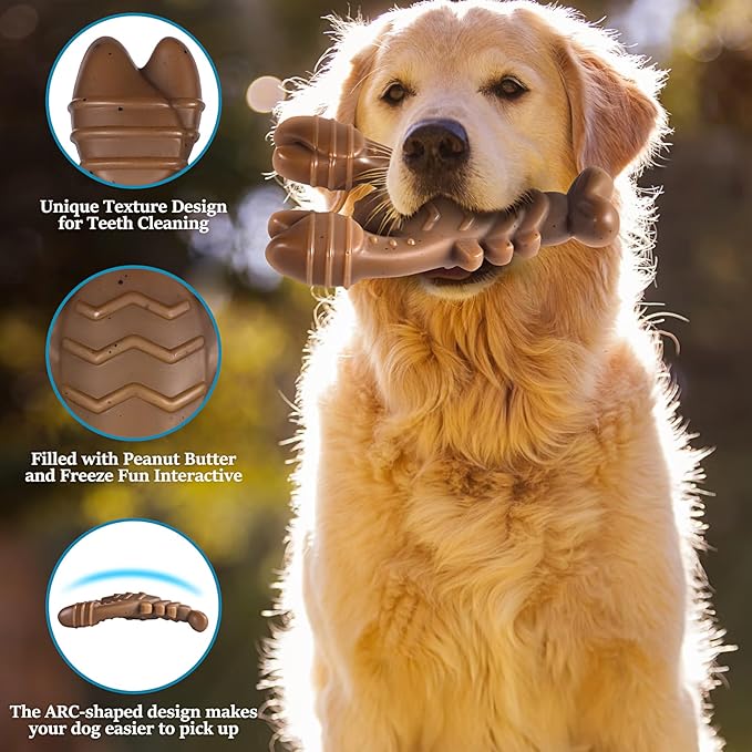 Dog Toys for Aggressive Chewers, Indestructible Toys for Large Dogs, Dog Chew Toys for Large Medium Small Breed, 3 Pack Super Chewer Toys with Tough Nylon, Gift for Dogs
