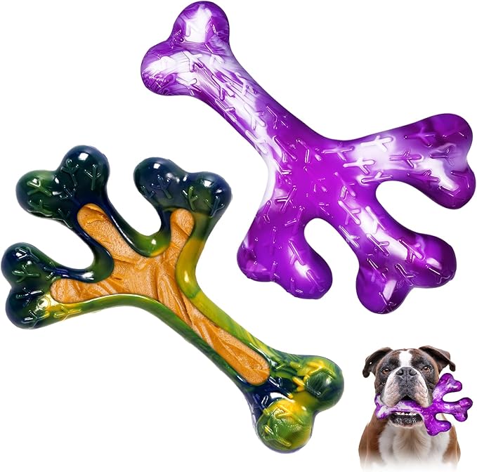 Dog Toys for Aggressive Chewers, 2 Pack Tough Dogs Chew Toys Aggressive Chewers Beef Bacon Flavor, Indestructible Dog Toy for Aggressive Chewers Gift