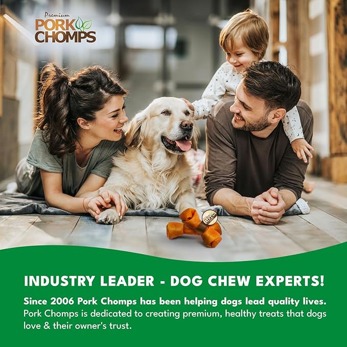 Pork Chomps Roasted Pork Skin Dog Chew, 6-inch Knot, 1 Count (Pack of 3)