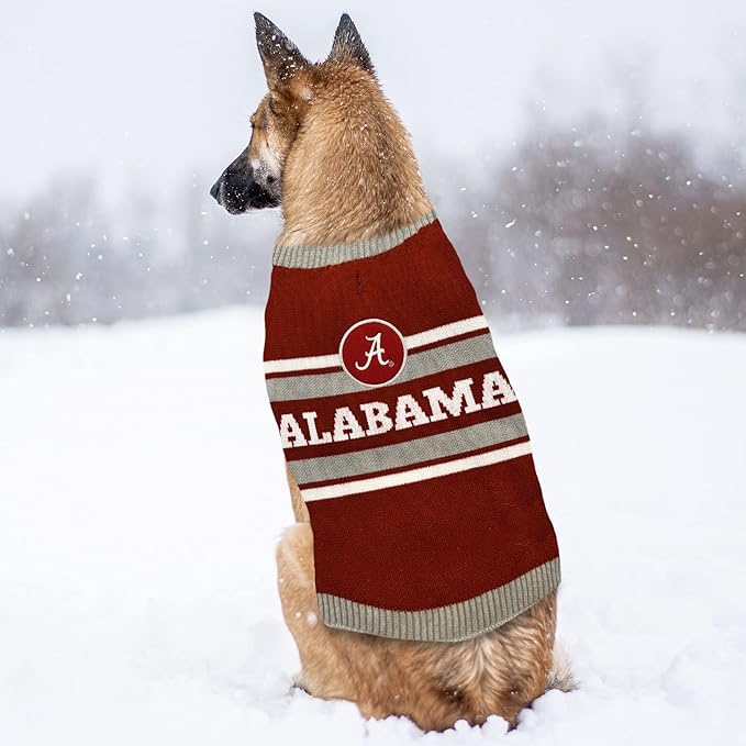 NCAA Alabama Crimson Tide Dog Sweater, Size Extra Large. Warm and Cozy Knit Pet Sweater with NCAA Team Logo, Best Puppy Sweater for Large and Small Dogs