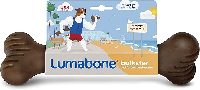 Bulkster Durable Chew Toy for Aggressive Chewers, Real Beef, Made in USA, Colossal