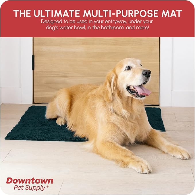 My Doggy Place Microfiber Dog Mat for Muddy Paws, 36" x 26" Teal - Absorbent and Quick-Drying Dog Paw Cleaning Mat, Washer and Dryer Safe - Non-Slip Rubber Backed Dog Floor Mat, Large
