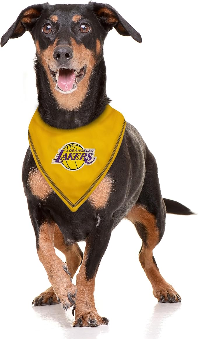 Pets First NBA LA Lakers TIE Bandana, Size Large/X-Large. Dog Bandana Scarf Bib for Pet Cat Dog. The Ultimate Game-Day, Party Bandana