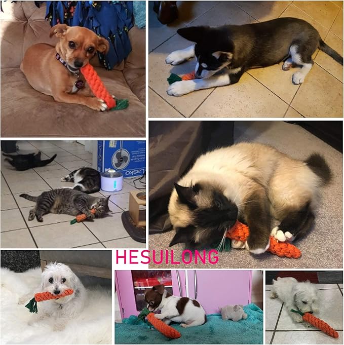 Dog Toys 3 PCS Puppy Teething Chew Toys,Dog Rope Toys,Cat Chew Toys,Safe Braided Rabbit Toys Healthy Gift
