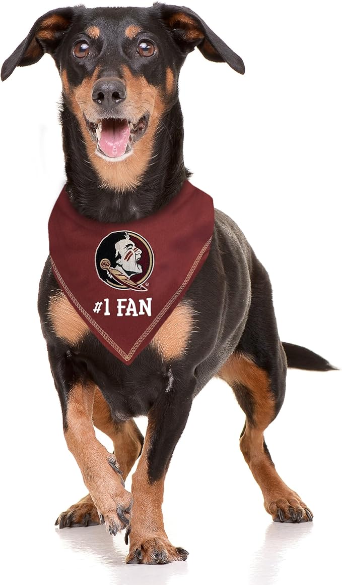 NCAA Florida State Seminoles Personalized Tie Bandana for Dogs & Cats, Size Small/Medium. Custom Dog Bandana Scarf Bib for Pet Cat Dog. The Ultimate Game-Day & Party Customizable Bandana