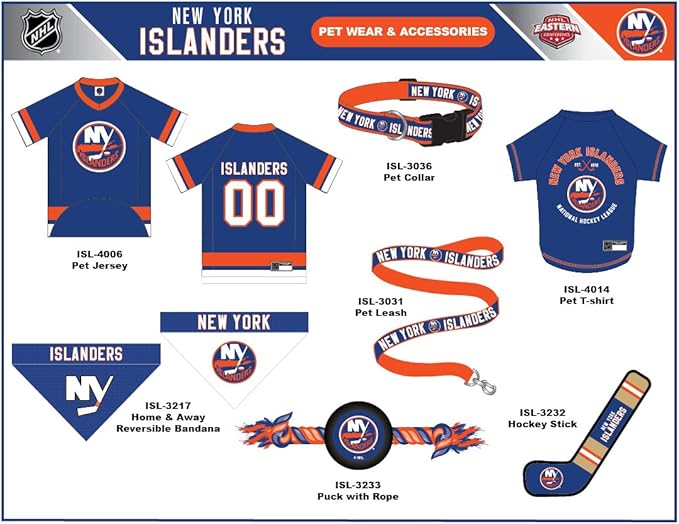 NHL NEW YORK ISLANDERS BANDANA for DOGS & CATS, Small/Medium. - Cute & Stylish Bandana! The Perfect HOCKEY FAN Scarf Bandana, great for Birthdays or any Party!