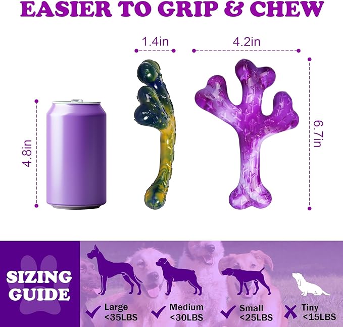 Dog Toys for Aggressive Chewers, 2 Pack Tough Dogs Chew Toys Aggressive Chewers Beef Bacon Flavor, Indestructible Dog Toy for Aggressive Chewers Gift