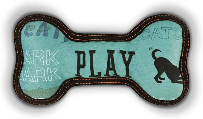 P.L.A.Y. Stuffed Dog Toys, ECO Bones - Extra Durable Squeaker Chew Toy, Great for Teething Puppies & Small, Medium, Large Dog Breeds - Machine Washable, Recycled Materials (Dog's Life, Small)