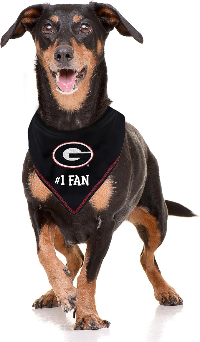 NCAA Georgia Bulldogs Personalized Tie Bandana for Dogs & Cats, Size Small/Medium. Custom Dog Cat Scarf Bib for Pet. Ultimate Game-Day & Party Customizable Bandana