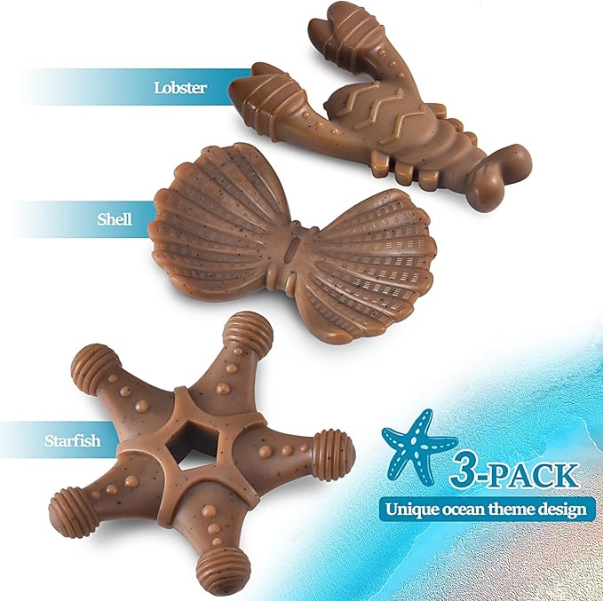 Dog Toys for Aggressive Chewers, Indestructible Toys for Large Dogs, Dog Chew Toys for Large Medium Small Breed, 3 Pack Super Chewer Toys with Tough Nylon, Gift for Dogs