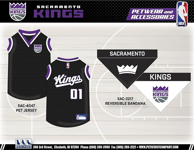 Pets First NBA Sacramento Kings Mesh Dog Jersey, Large