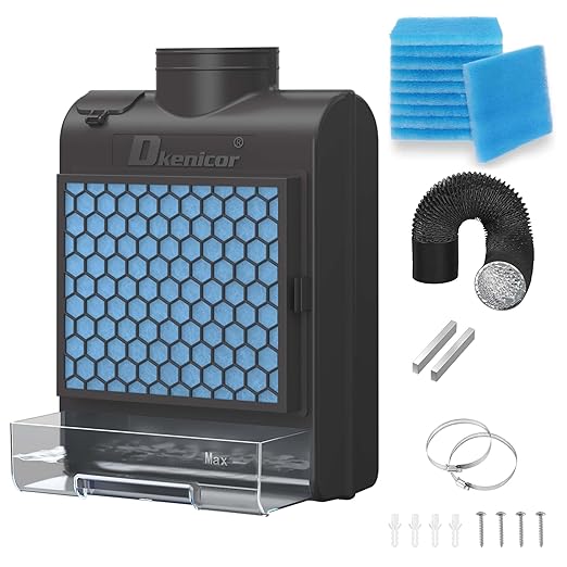 3-in-1 Indoor Dryer Vent Kit for Electric Dryer, Dryer Vent Box with 10 Pieces Polyester Filters, Stainless Steel Screen Filter and Water Drawer System (Vent Hose Include), Black