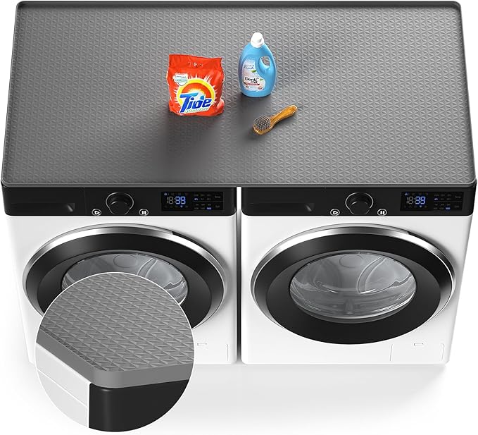 Washer Dryer Countertop Protect Mat, Washer and Dryer Covers for the Top 54" x 27.5" Silicone Washer Dryer Top Cover Protector Mat, Non-slid Waterproof for Laundry Room Organization and Storage