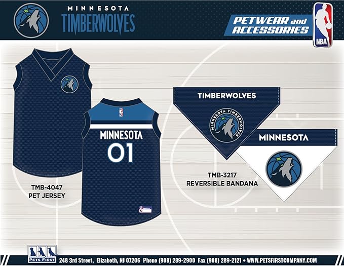 Pets First NBA Minnesota Timberwolves Dog Jersey, Small- Tank Top Basketball Pet Jersey