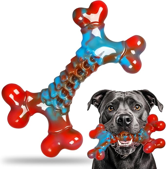 Tough Dog Toys for Aggressive Chewers, Indestructible Dog Chewers for Medium Large Breeds, Dogs Chew Toys Bone, Dogs Toys to Keep Them Busy, Boredom Toy for Large Breed, Bacon Flavor