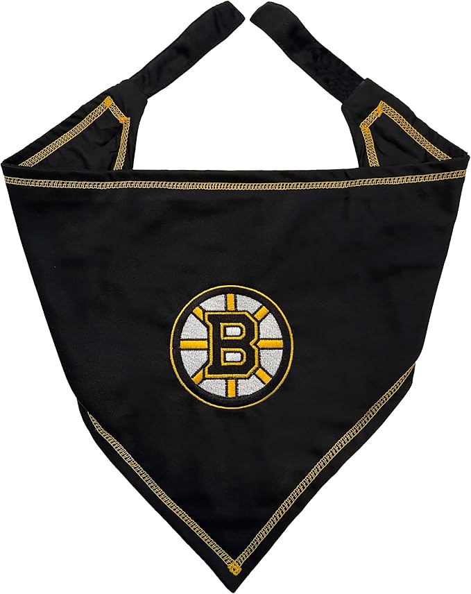 Pets First NHL Boston Bruins TIE Bandana, Size Large/X-Large. Dog Bandana Scarf Bib for Pet Cat Dog. The Ultimate Game-Day, Party Bandana