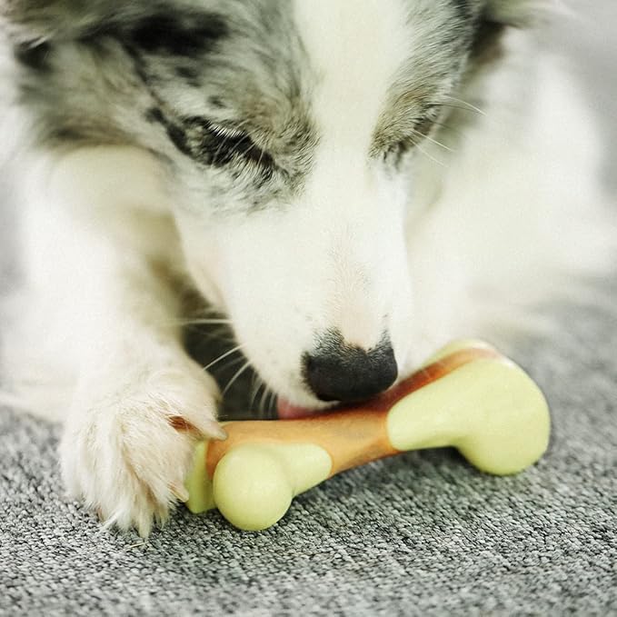 Tikaton Dog Chew Toys for Aggressive Chewers, Peanut Butter Flavor Durable Dog Teething Chew Toys Bones for Large/Medium/Small Puppies