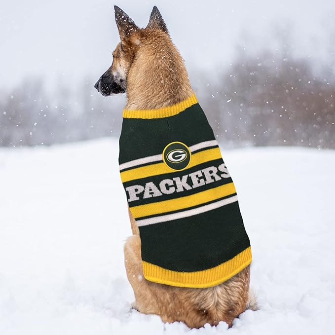 Pets First NFL Green Bay Packers Dog Sweater, Size Extra Small. Warm and Cozy Knit Pet Sweater with NFL Team Logo, Best Puppy Sweater for Large and Small Dogs, Team Color (GBP-4179-XS)