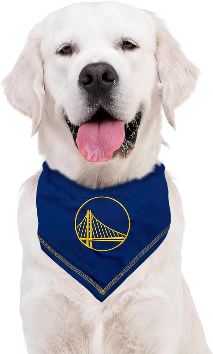 Pets First NBA Golden State Warriors TIE Bandana, Size Large/X-Large. Dog Bandana Scarf Bib for Pet Cat Dog. The Ultimate Game-Day, Party Bandana