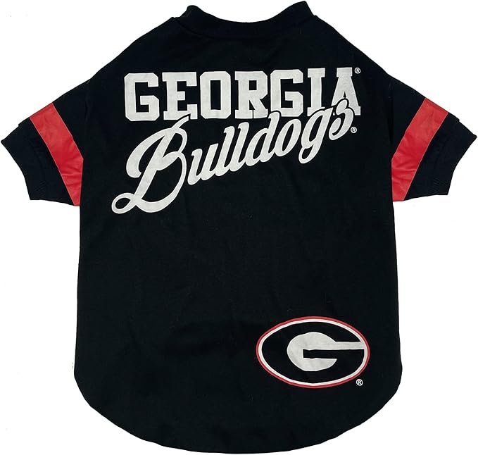 Pets First NCAA Georgia Bulldogs T-Shirt for Dogs & Cats, Medium. Football/Basketball Dog Shirt for College NCAA Team Fans. Stripe Design, Durable & Cute Sports PET TEE Shirt Outfit (GA-4146-MD)