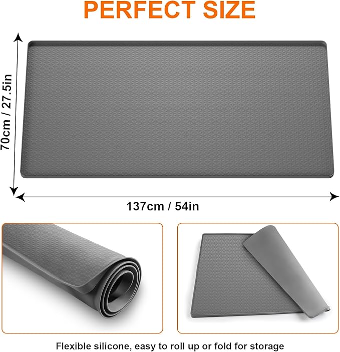 Washer Dryer Countertop Protect Mat, Washer and Dryer Covers for the Top 54" x 27.5" Silicone Washer Dryer Top Cover Protector Mat, Non-slid Waterproof for Laundry Room Organization and Storage