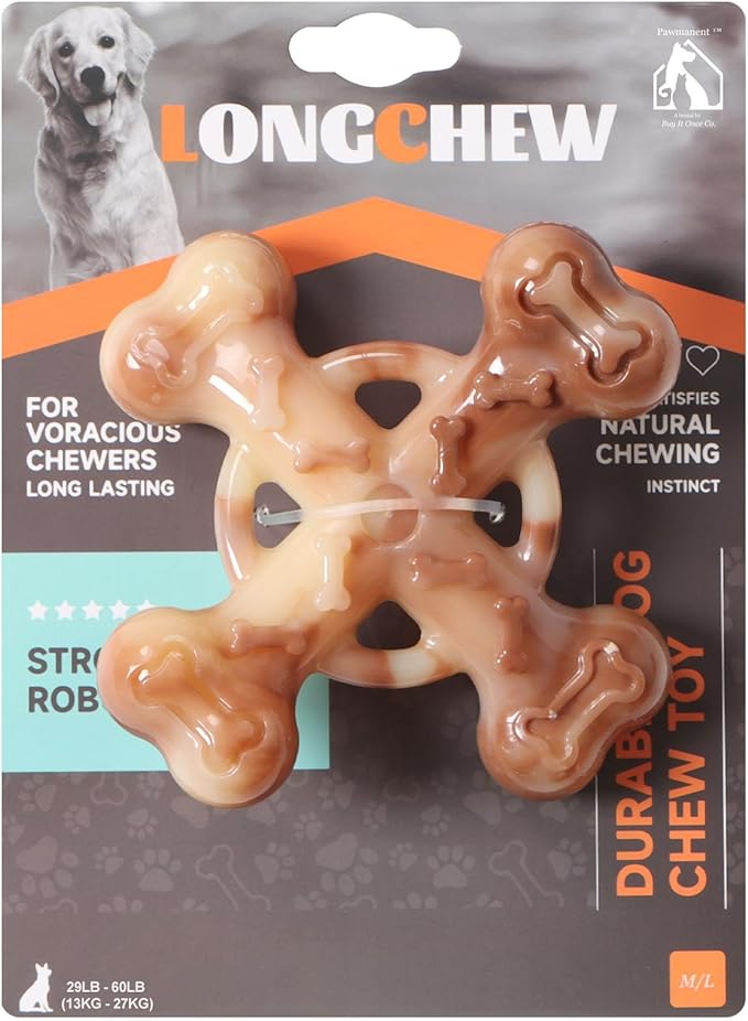 Dog Chew Bones for Aggressive Chewers, 3 Pcs Tough Nylon Chew Toys for Small, Medium and Large Dogs, Interactive Durable Toys for Teeth Cleaning and Anxiety Relief, Ideal for 18 to 60 lbs