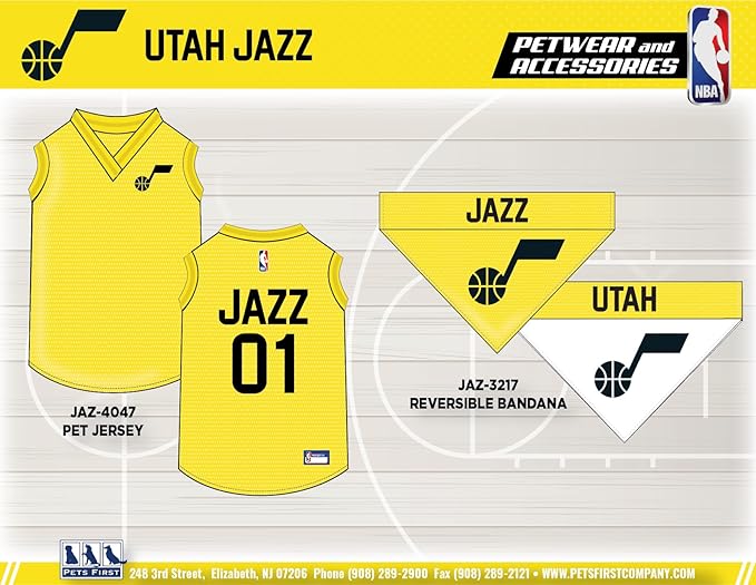 Pets First NBA Utah Jazz Dog Jersey, Small- Tank Top Basketball Pet Jersey