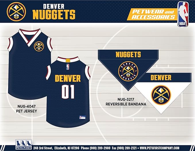 Pets First NBA Denver Nuggets Dog Jersey, X-Large - Tank Top Basketball Pet Jersey