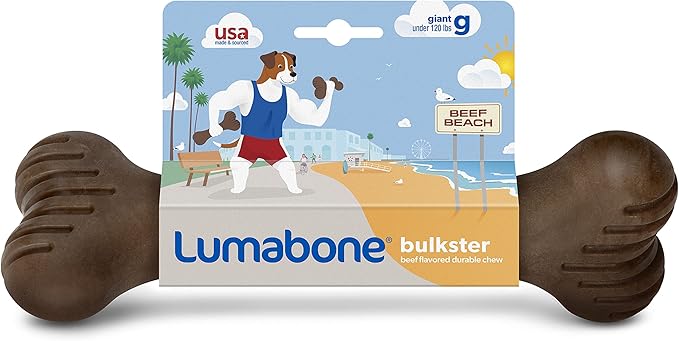 Bulkster Durable Chew Toy for Aggressive Chewers, Real Beef, Made in USA, Giant
