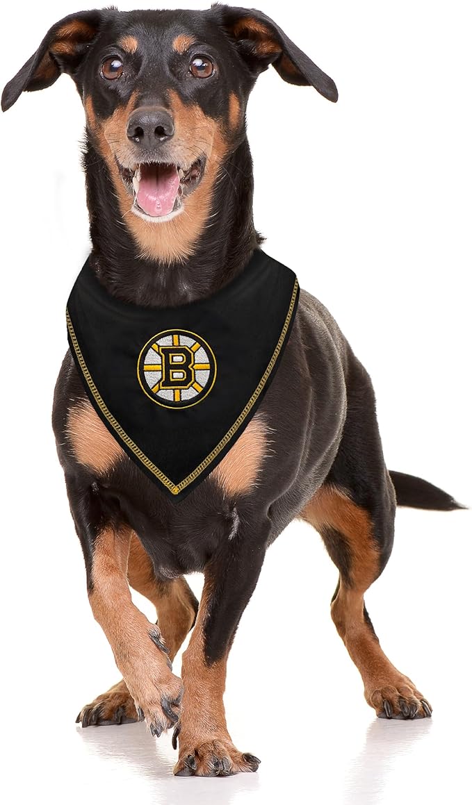 Pets First NHL Boston Bruins TIE Bandana, Size Large/X-Large. Dog Bandana Scarf Bib for Pet Cat Dog. The Ultimate Game-Day, Party Bandana