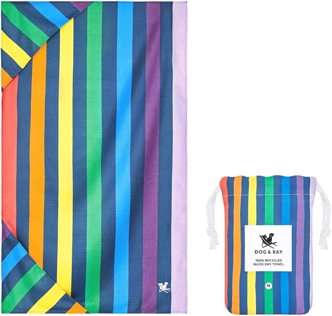 Dock & Bay Pet Towel - Super Absorbent & Quick Drying Dog Towels with Bag - 100% Recycled - Pups with Pride, Large (120x70cm, 47x27)