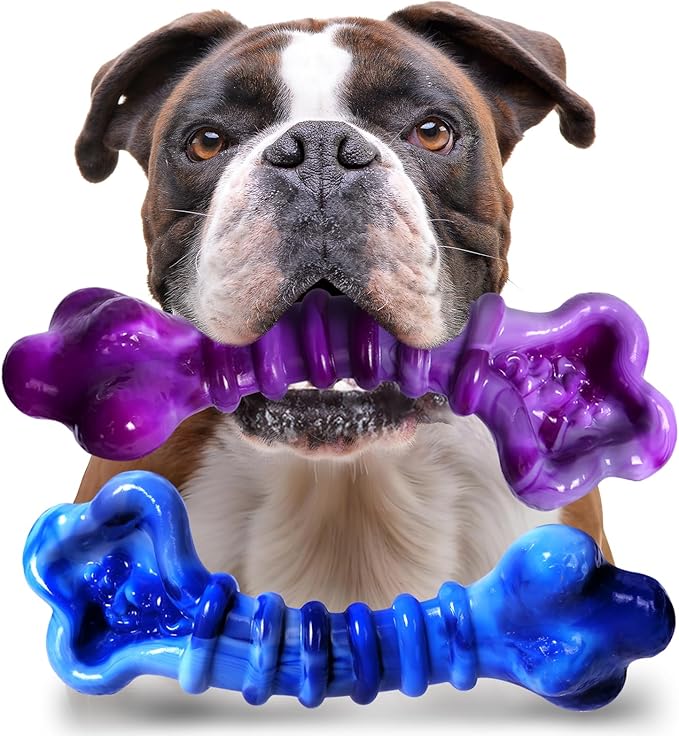 Indestructible Dog Toys for Aggressive Chewers Large Breed, 2 Pack Heavy Duty Nylon Chew-Proof Toys, Durable Tough Large Dog Bones to Keep Them Busy, Tough Dog Toys for Aggressive Chewers