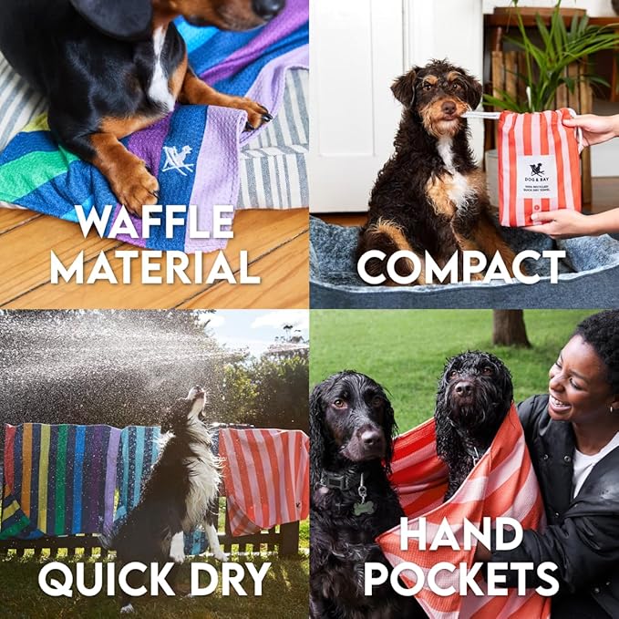 Dock & Bay Pet Towel - Super Absorbent & Quick Drying Dog Towels with Bag - 100% Recycled - Walkies in The Park, Medium (90x50cm, 35x19)
