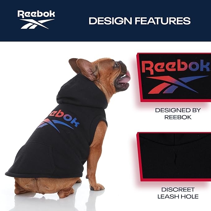 Reebok Dog Hoodie – Fleece Dog Sweater with Leash Hole, Cold Winter Dog Sweatshirt for Small Medium and Large Dogs, Premium Dog Fall Sweater Pullover Hoodie, Cozy Warm Perfect Dog Christmas Outfit
