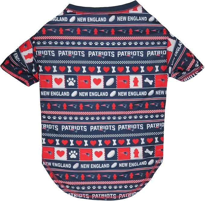 PET SHIRT for Dogs & Cats - NFL NEW ENGLAND PATRIOTS Dog Ugly Tee Shirt, X-Small. - Cutest Pet Tee Shirt for the real sporty pup