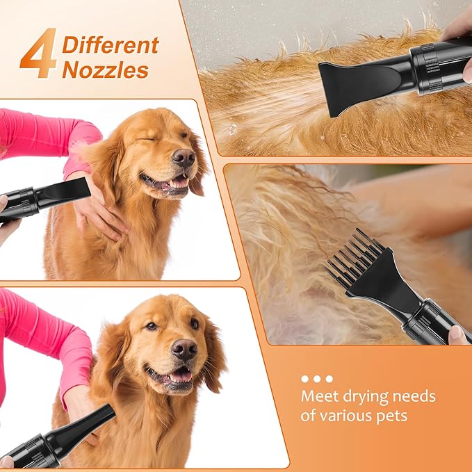 NESTROAD Dog Dryer for Pet Grooming,High Velocity 4.3HP/3200W Dog Blower Force Dryer with Stepless Adjustable Speed,Professional Pet Hair Drying with 4 Different Nozzles for Dogs Pets,Purple