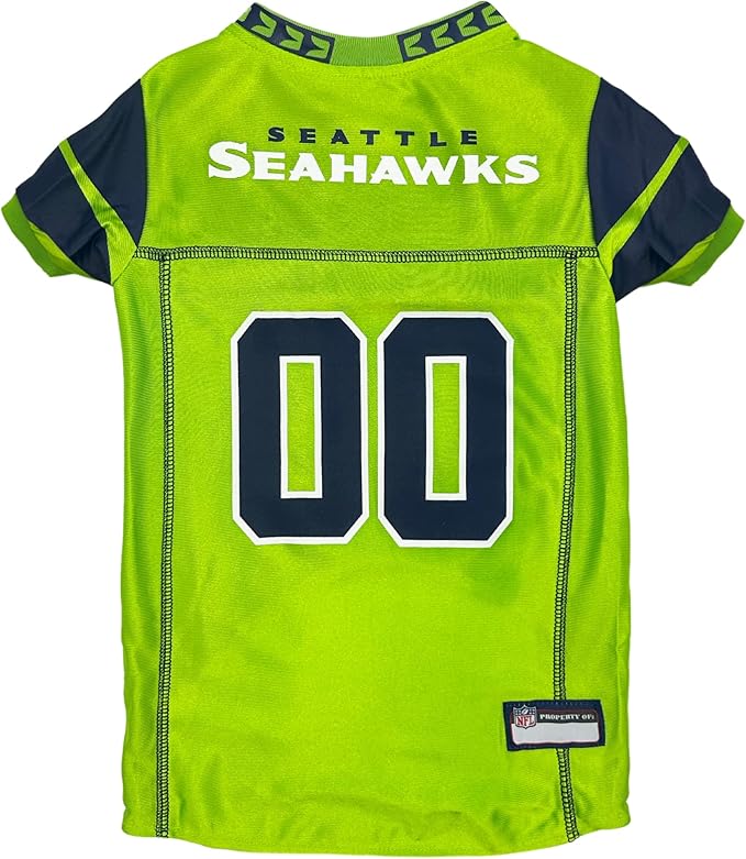 Pets First NFL Seattle Seahawks Color Rush Dog Jersey, Medium, Green, Striped, Varsity Stripes, Breathable Fabric, Machine Wash, 1 Count