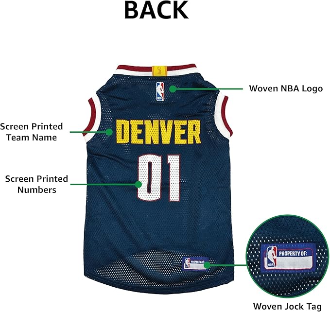 Pets First NBA Denver Nuggets Dog Jersey, X-Large - Tank Top Basketball Pet Jersey