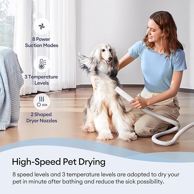 Ultenic P30 Combo Dog Grooming Vacuum Kit, Pet Hair Vacuum & Dryer 3-in-1 for Dogs Cats, Dog Vacuum Brush for Shedding Grooming, Suitable for Thick Short Long Pet Hair