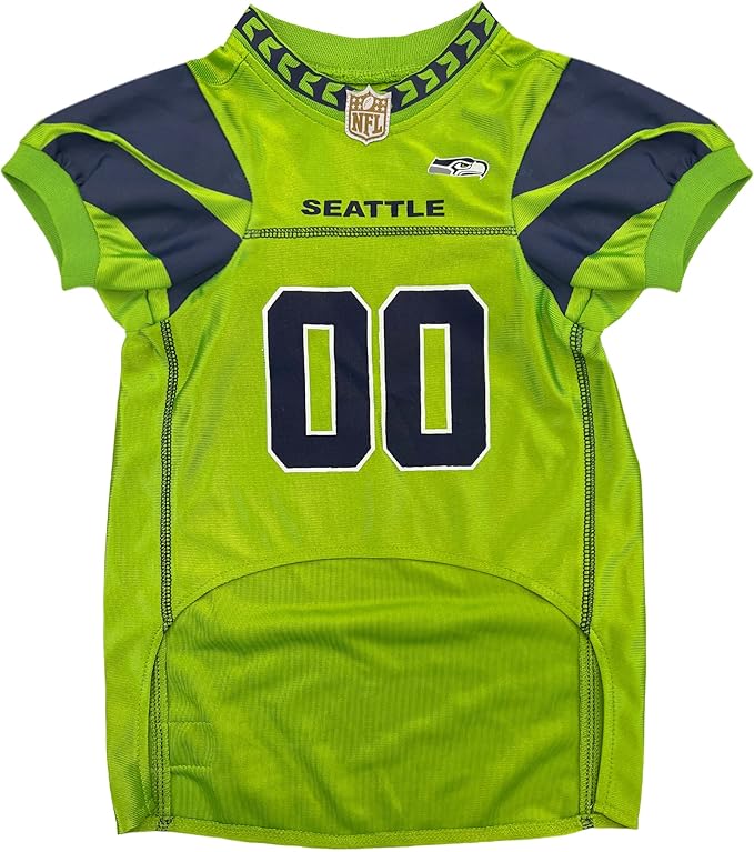 Pets First NFL Seattle Seahawks Color Rush Dog Jersey, Medium, Green, Striped, Varsity Stripes, Breathable Fabric, Machine Wash, 1 Count