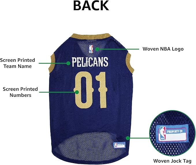 Pets First NBA NEW ORLEANS PELICANS DOG Jersey, X-Large - Tank Top Basketball Pet Jersey