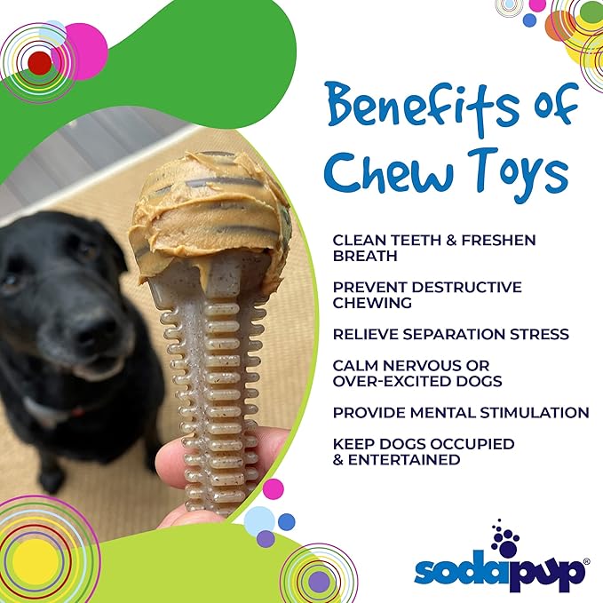 SodaPup Honey Bone Dental Tower – Durable Dog Chew Toy Made in USA from Non-Toxic, Pet Safe, Food Safe Nylon Material for Mental Stimulation, Clean Teeth, Fresh Breath, Problem Chewing, & More