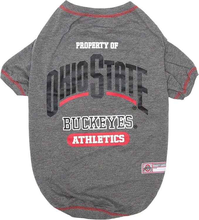 Pets First Collegiate OHIO STATE BUCKEYES Dog T-Shirt, Small. - Licensed Shirt for Pets Team Colored with Team Logos.- Premium Stretchable Materials for the Comfrot of your Dog & Cat.
