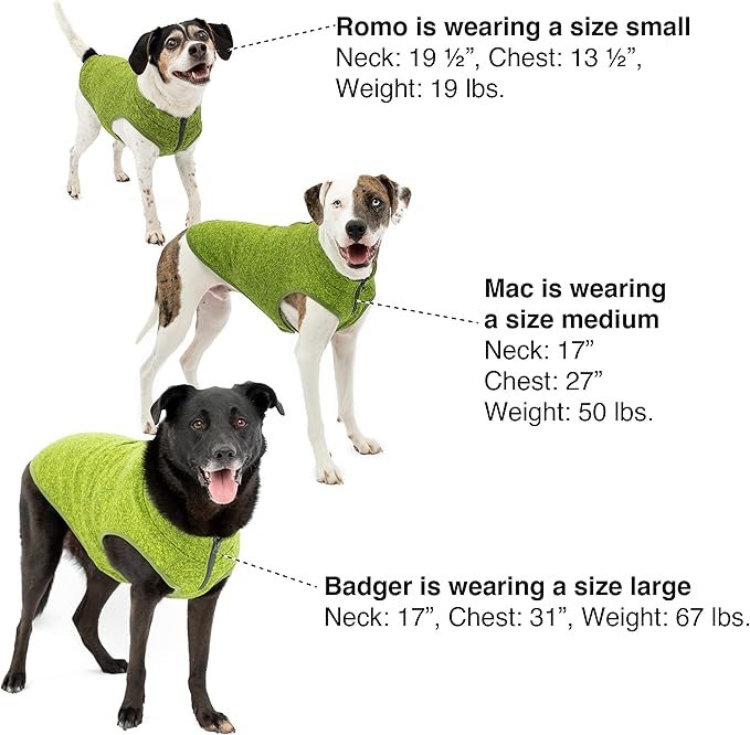 Kurgo Core Dog Sweater, Knit Dog Sweater with Fleece Lining, Cold Weather Pet Jacket, Zipper Opening for Harness, Adjustable Neck, Year-Round Sweater for Small Dogs (Heather Blue, Small)