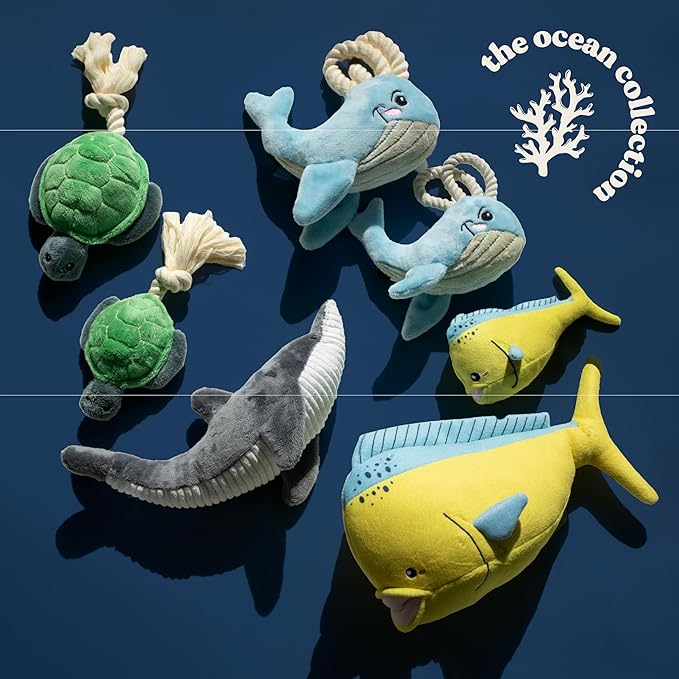 Ocean Collection Dog Toys | Medium Sized Timmy The Turtle | Cute, Durable, & Sustainable Plush Chew Toys for Dogs 25 to 50 lbs | Eco Friendly & 100% Recycled Materials