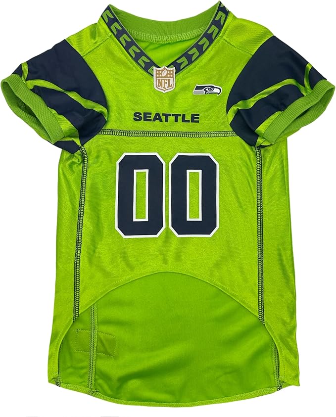 Pets First NFL Seattle Seahawks Color Rush Dog Jersey, Medium, Green, Striped, Varsity Stripes, Breathable Fabric, Machine Wash, 1 Count