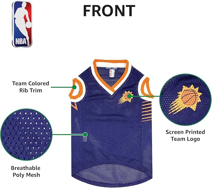 NBA PHOENIX SUNS DOG Jersey, Medium - Tank Top Basketball Pet Jersey