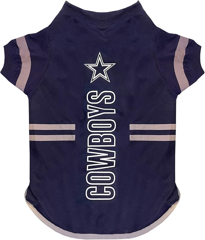 Pets First NFL Dallas Cowboys Dog T-Shirt, Football Dogs & Cats Shirt - Durable Sports PET TEE - 3 Sizes, NFL PET Outfit, Reflective TEE Shirt in Team Color, Cool Football Dog Tee