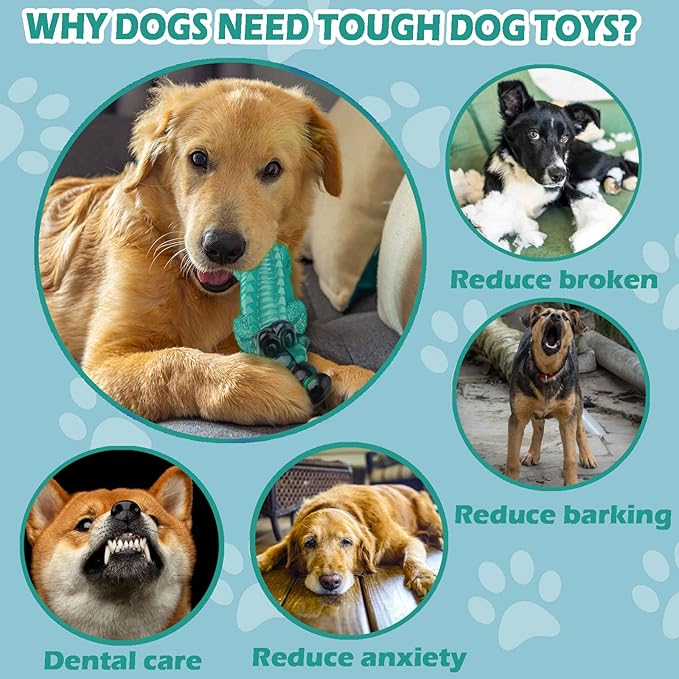 Dog Toys for Aggresive Chewers:Tough Dog Toys for Large Dogs - Indestructible Dog Toy- Heavy Duty Dog Toys for Small/Medium/Large Dogs Breed to Keep Them Busy